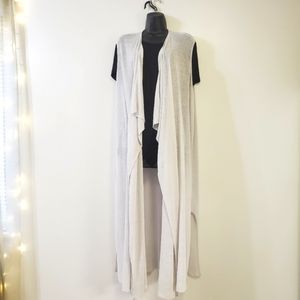 Eileen Fisher Organic Linen Long Draped Front Cardigan Vest in Cream Size 3X